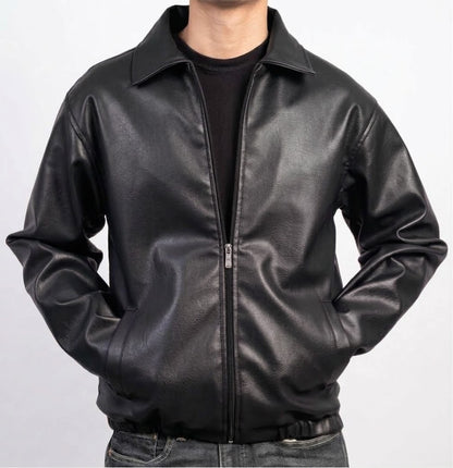 PU Leather Jacket for Men – Black & Burgundy