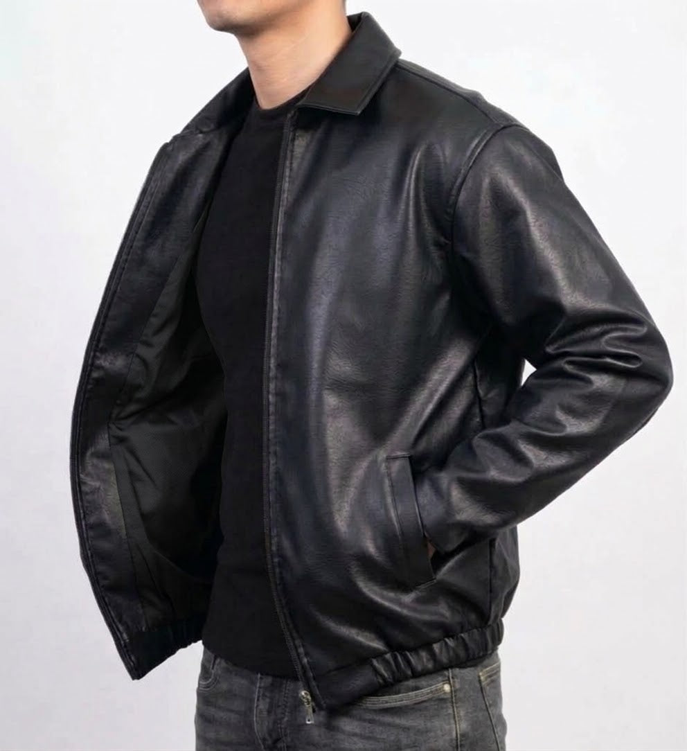 PU Leather Jacket for Men – Black & Burgundy