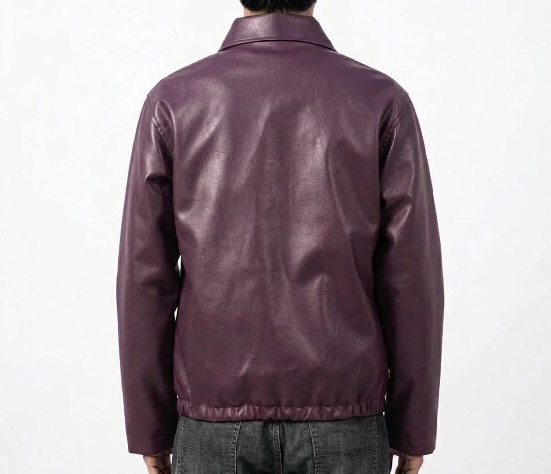 PU Leather Jacket for Men – Black & Burgundy