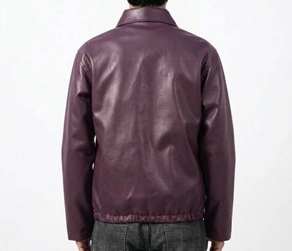 PU Leather Jacket for Men – Black & Burgundy